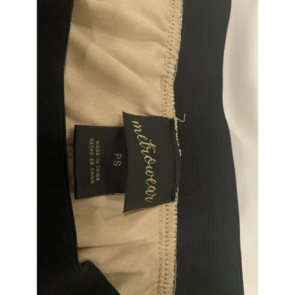 Metro Wear Skirt Black Mesh Floral Overlay Tan Lining Sz PS Elastic Waist 28 - Picture 12 of 14